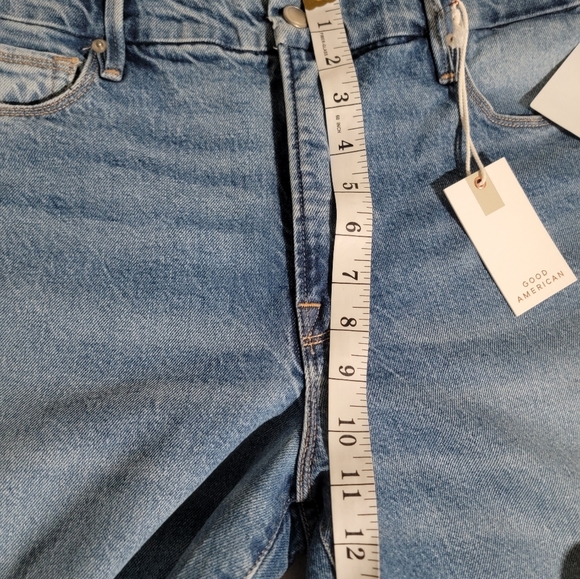 Good American Classic Slim Straight Front Slit Indigo Blue Jeans Size 30 - Picture 10 of 14